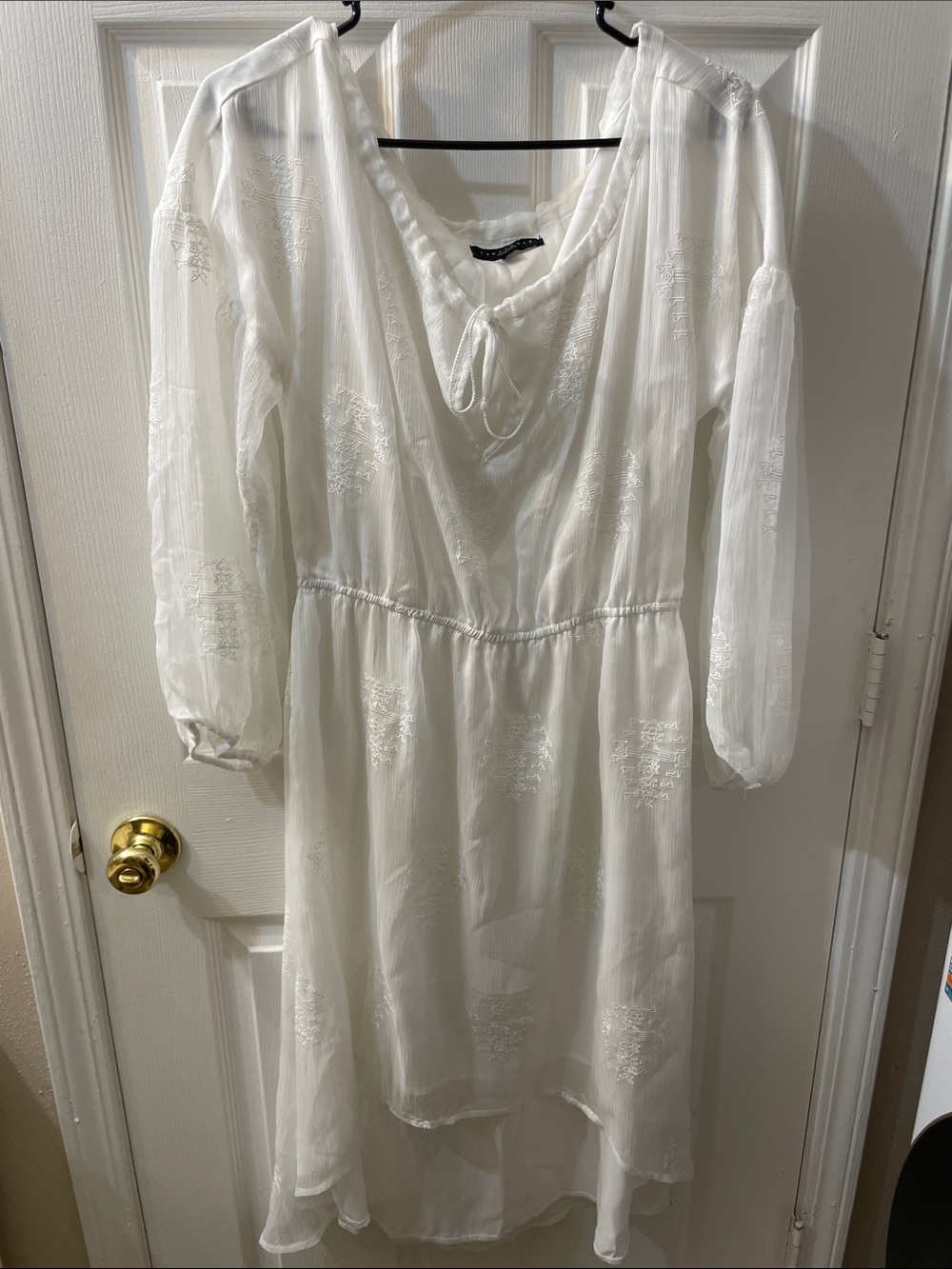 Sanctuary White Embroidered Gauze Mini Dress Boho Style D0289